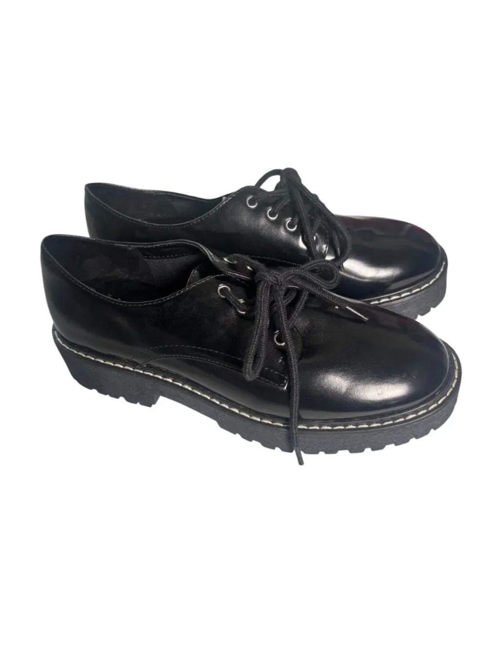 A New Day Black Platform Oxfords Chunky Lug Sole Loafers Dress Shoes 7.5